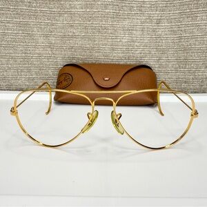 Vtg B&L Ray-Ban Aviator Sunglasses Gold 58-14 w/ Cable Temples FRAMES ONLY USA